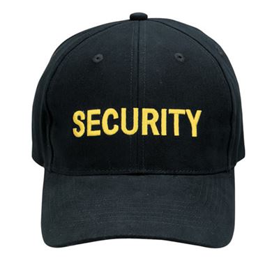 Čepice baseball žlutý nápis "SECURITY" ČERNÁ