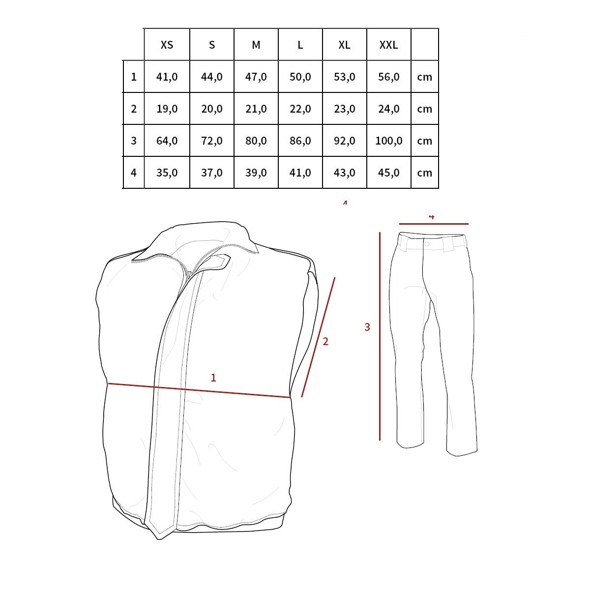 Tabulka velikostíKomplet dětský vesta+kalhoty tabulka