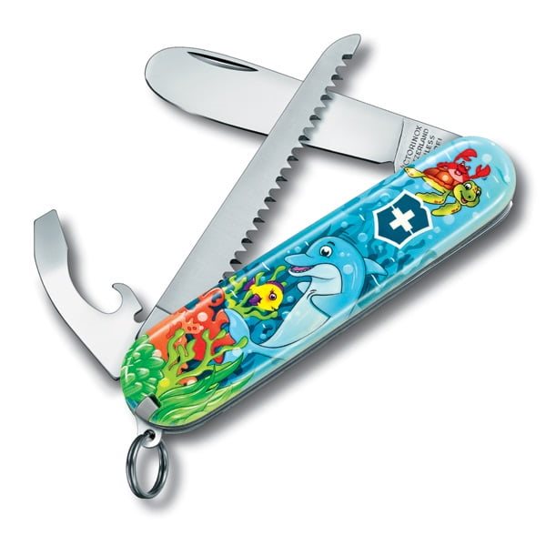 Levně VICTORINOX nůž MŮJ PRVNÍ KAPESNÍ NŮŽ 84mm DOLPHIN EDITION