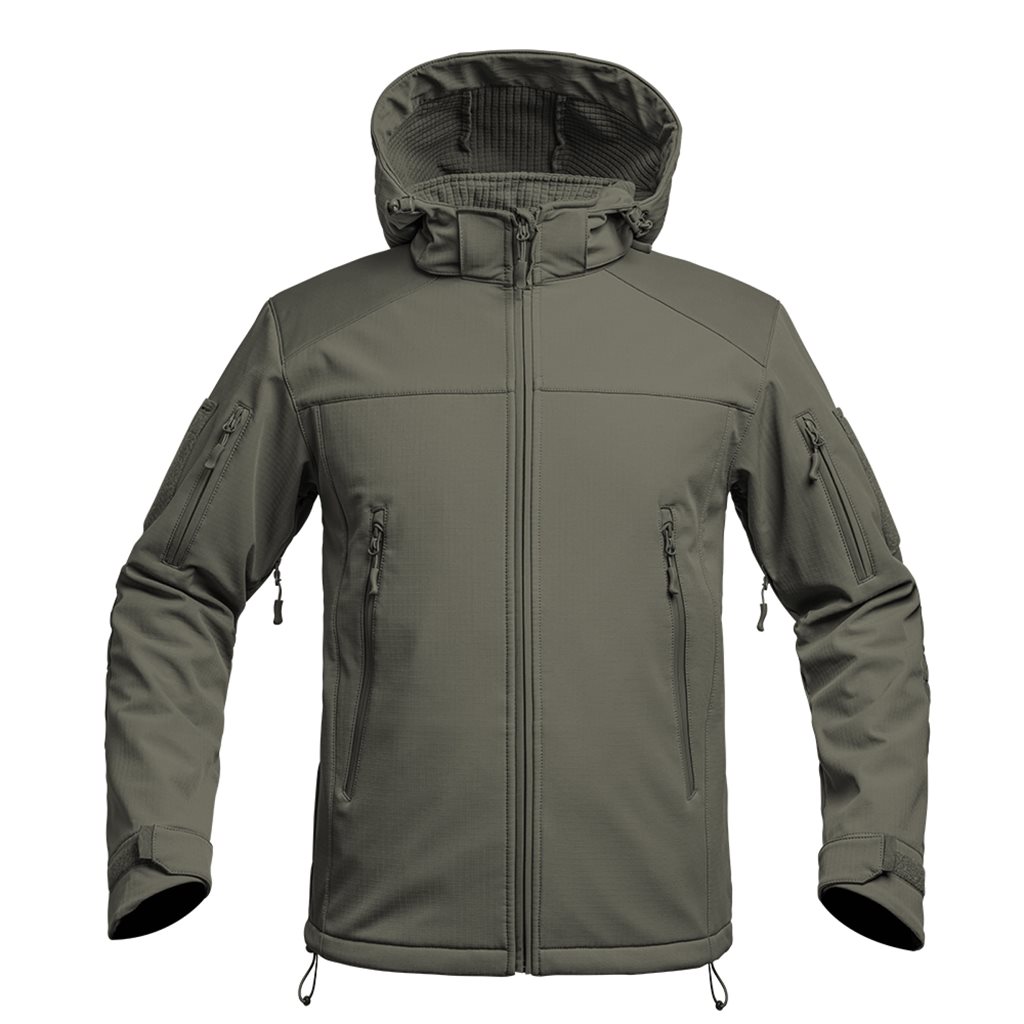 Levně Bunda FIGHTER V2 softshell s kapucí ZELENÁ