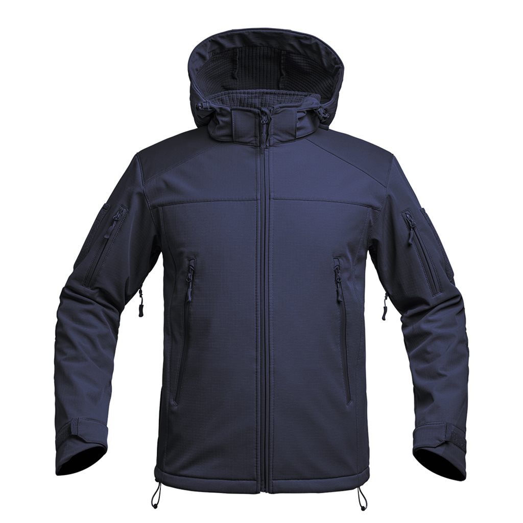 Levně Bunda FIGHTER V2 softshell s kapucí MODRÁ