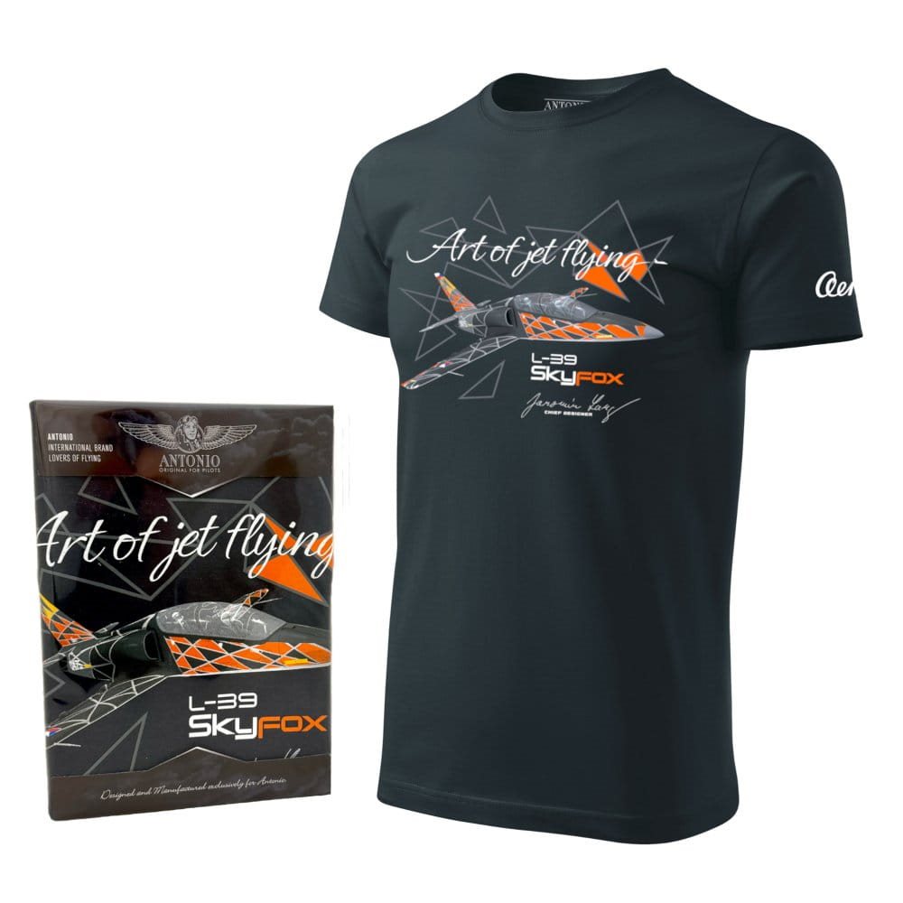 Triko s lehkým bojovým letadlem L-39 SKYFOX ŠEDÉ vel. 3XL