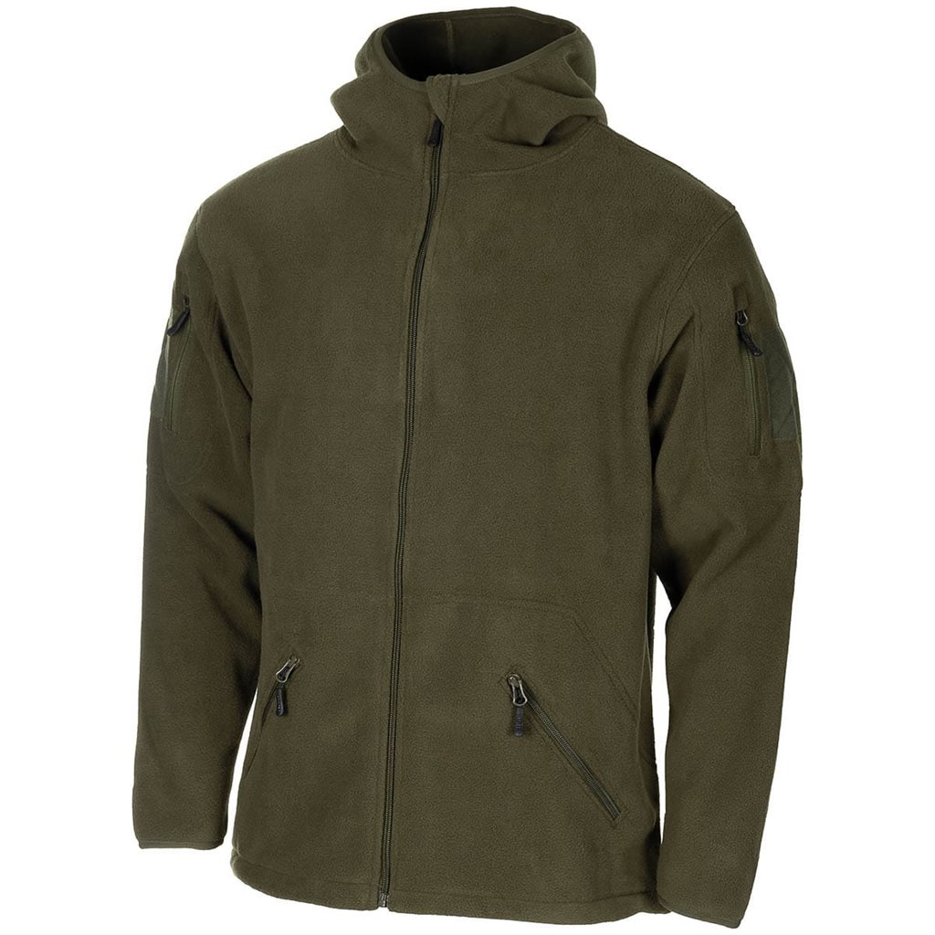 Levně Mikina FLEECE na zip s kapucí TACTICAL ZELENÁ