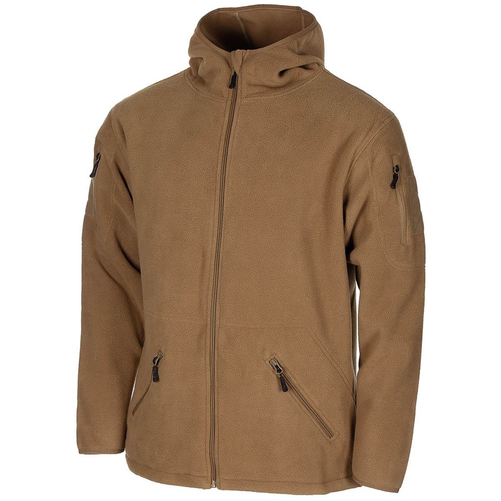 Levně Mikina FLEECE na zip s kapucí TACTICAL COYOTE
