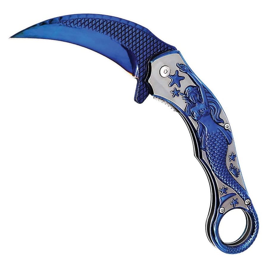 Levně ElitEdge nůž zavírací MERMAID karambit MODRÝ