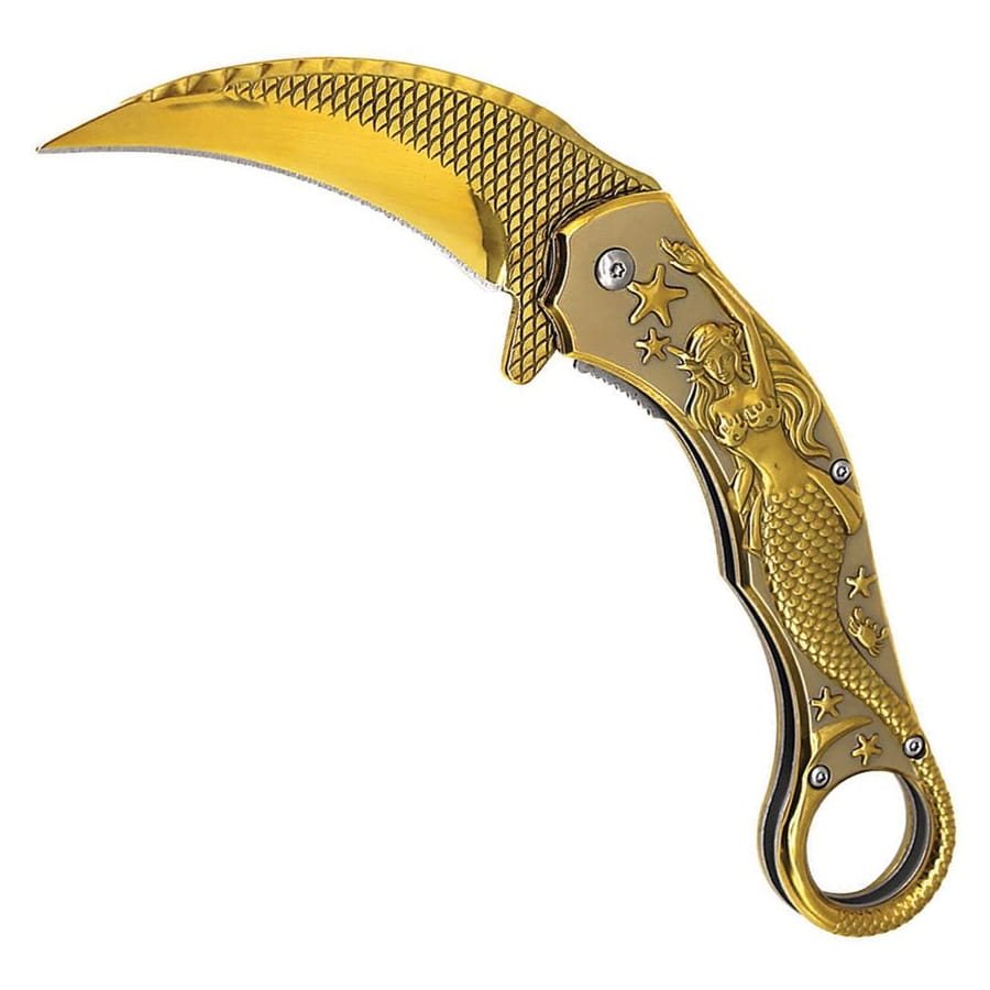 Levně ElitEdge nůž zavírací MERMAID karambit ZLATÝ