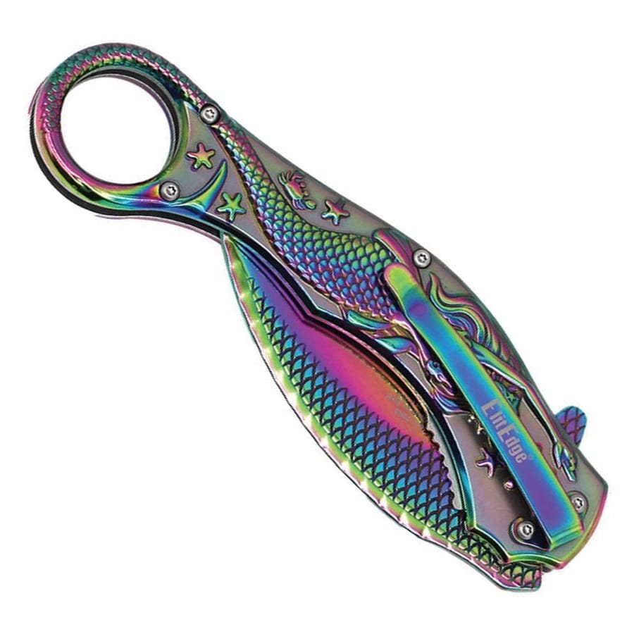 Nůž zavírací MERMAID karambit DUHOVÝ
