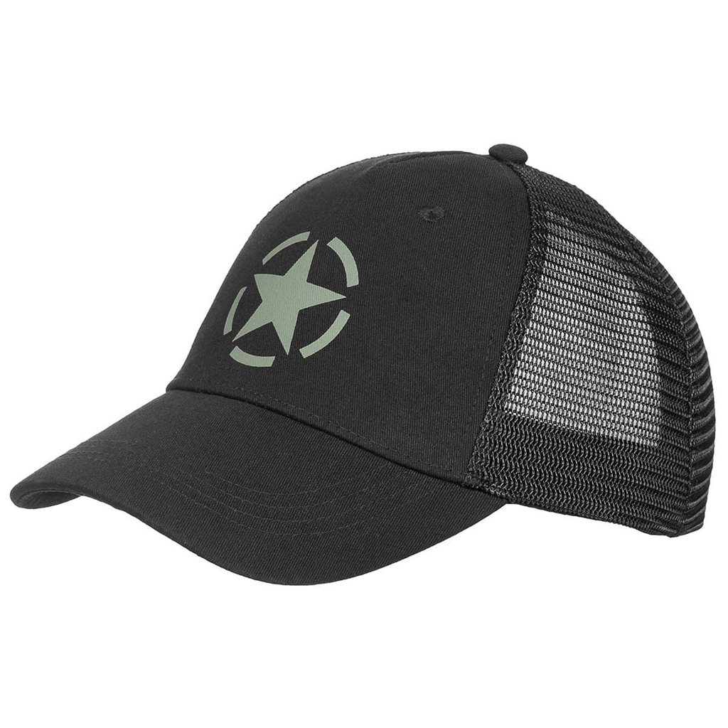 Levně MFH čepice TRUCKER STAR síťovaná ČERNÁ