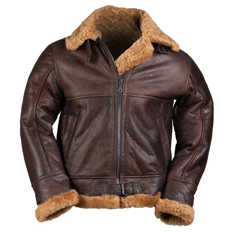 Levně Bunda kožená US B46 SHEEPSKIN HNĚDÁ