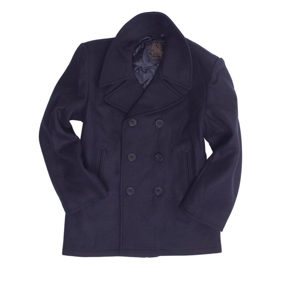Levně Kabát US PEA COAT vlněný TMAVĚMODRÝ
