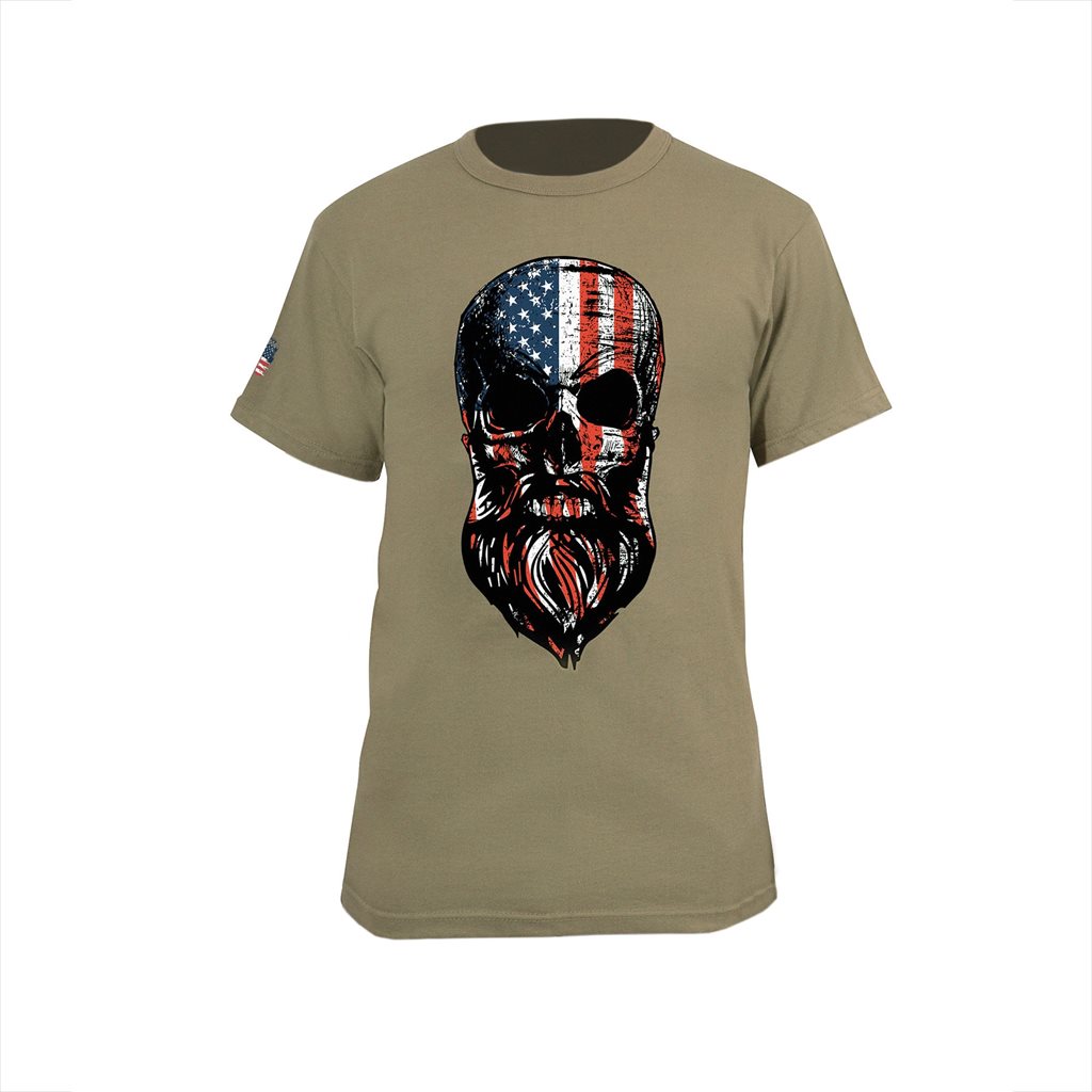 Levně Triko motiv USA vousatá lebka COYOTE BROWN