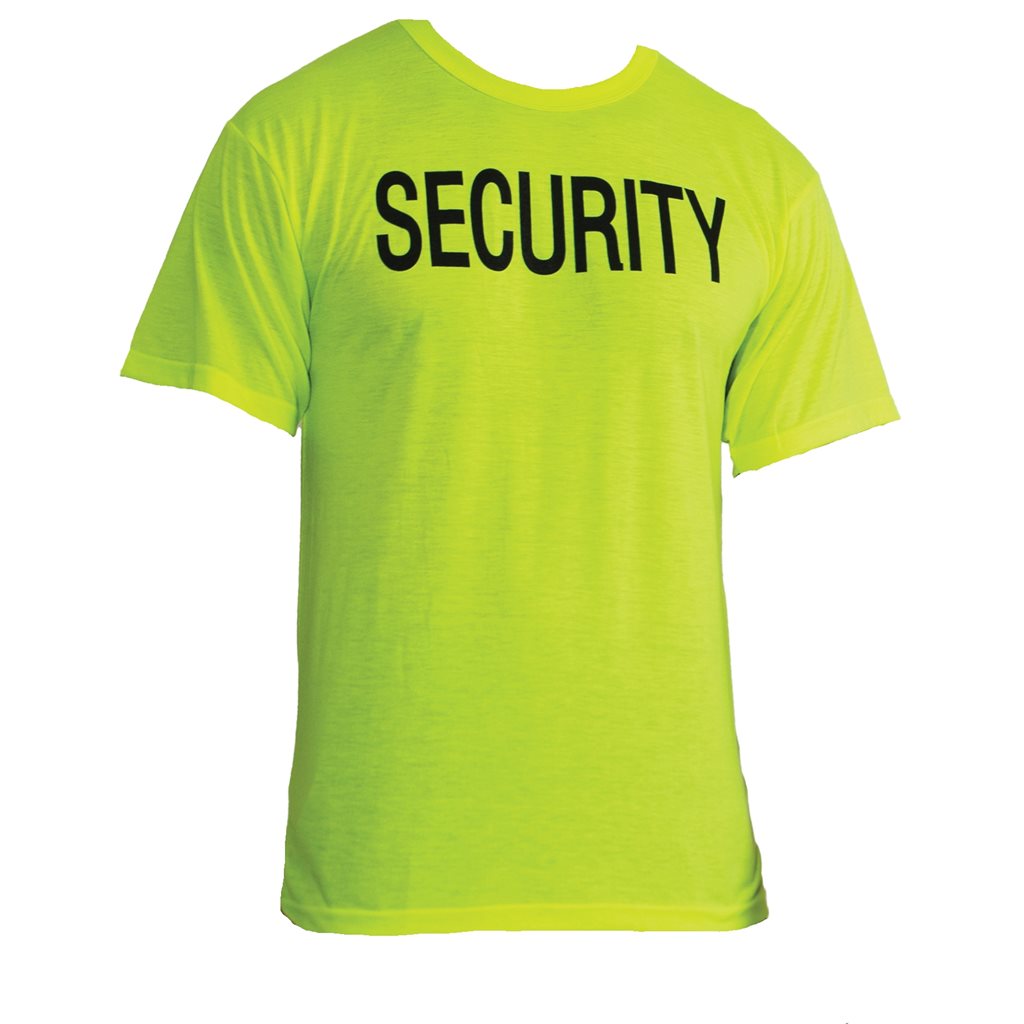 Levně Triko se dvěma nápisy SECURITY krátký rukáv REFLEXNÍ ZELENÁ