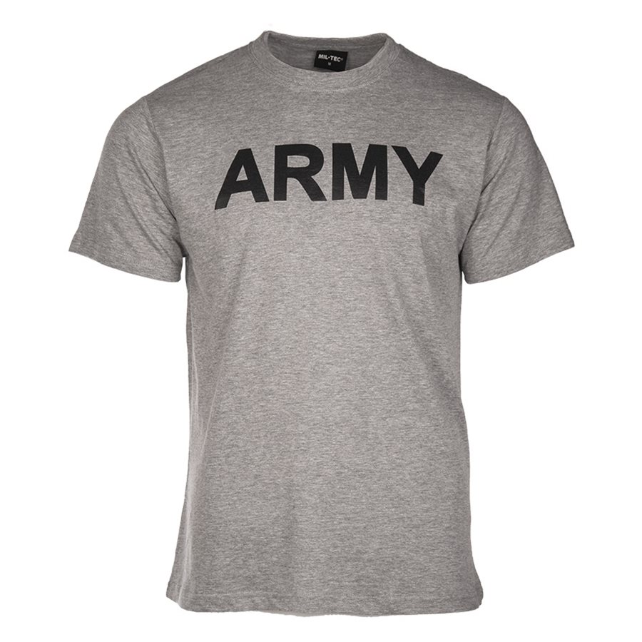 Levně Triko krátký rukáv s nápisem ARMY ŠEDÉ