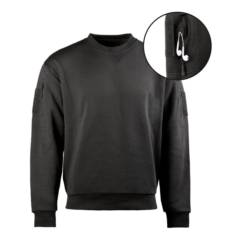 Levně Mikina taktická ROUND NECK ČERNÁ