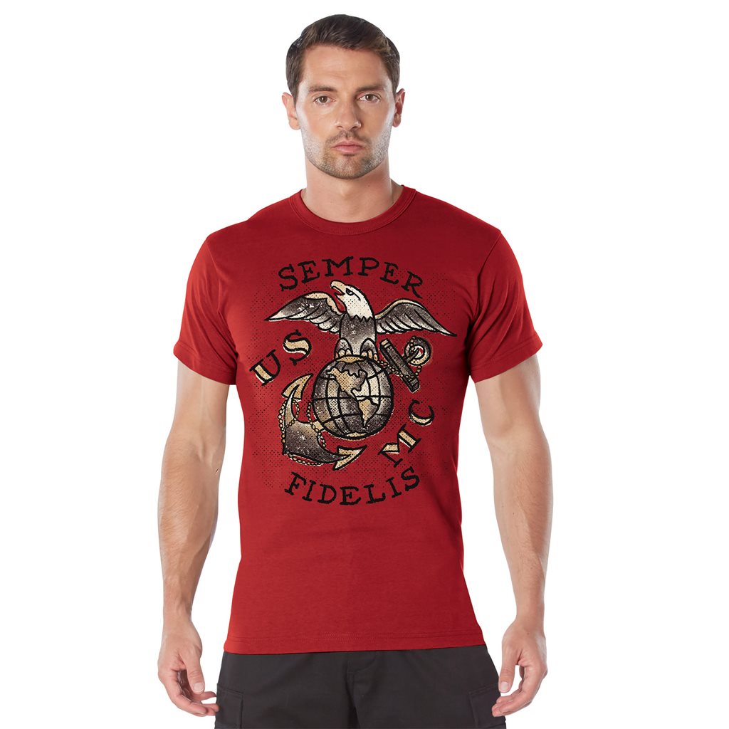 Triko USMC SEMPER FIDELIS ČERVENÉ vel. 3XL