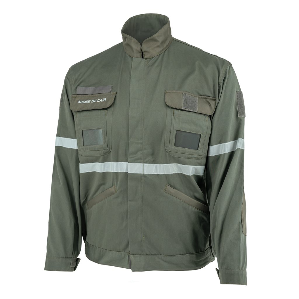 Levně Bunda pro leteckého mechanika FR ARMEE reflexní pruhy ZELENÁ