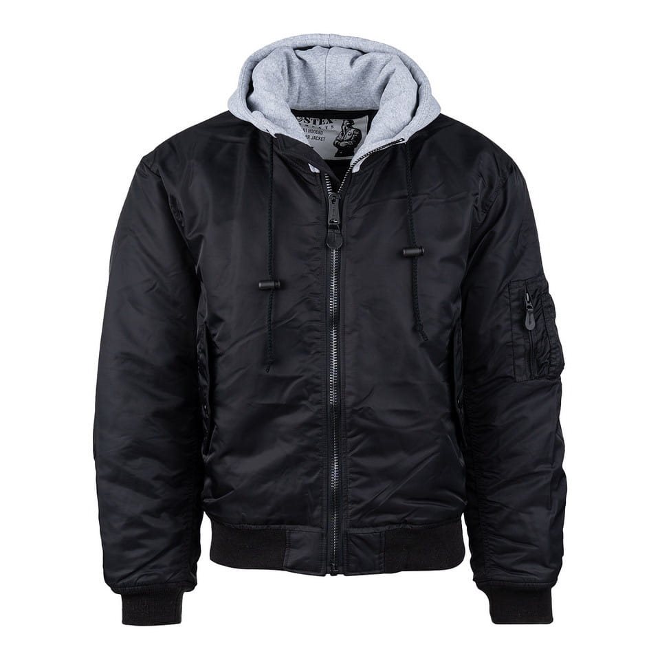 Bunda bomber MA1 s kapucí ČERNÁ vel. 3XL