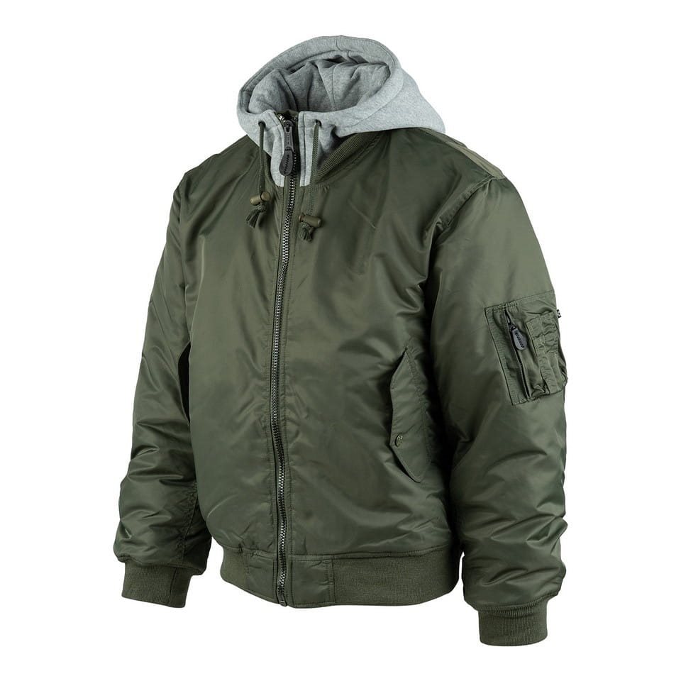 Levně Bunda bomber MA1 s kapucí ZELENÁ