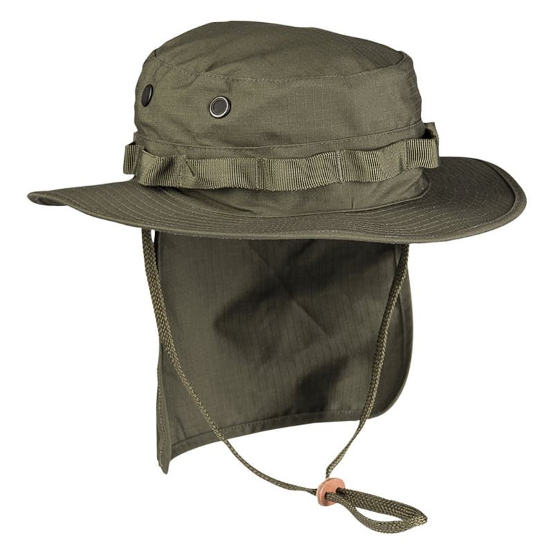 Levně Klobouk JUNGLE s límcem rip-stop ZELENÝ