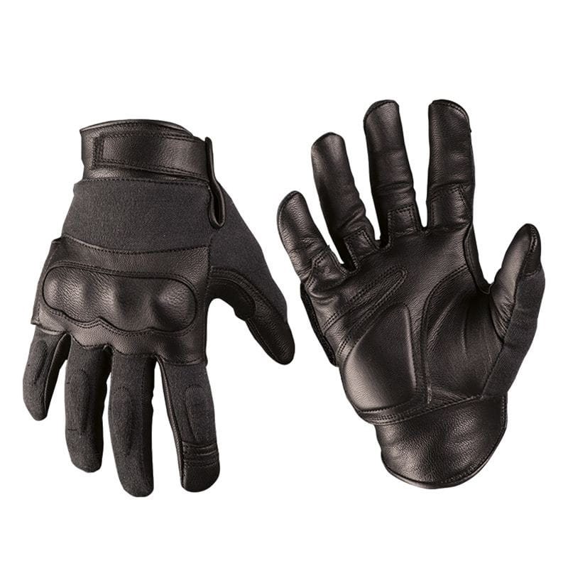 Levně Rukavice TACTICAL kůže/aramid ČERNÉ