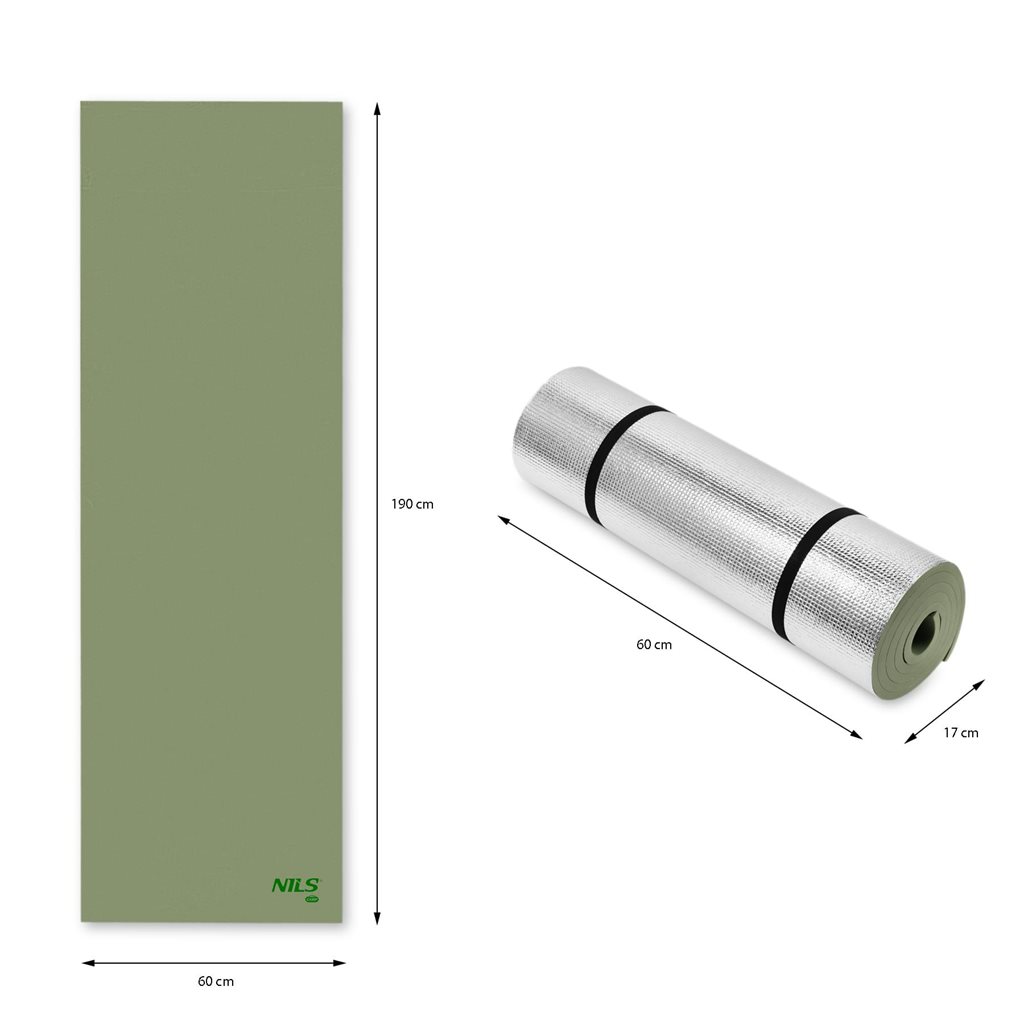 Karimatka pěnová s ALU folií 190x60x1,2 cm ZELENÁ/ALU
