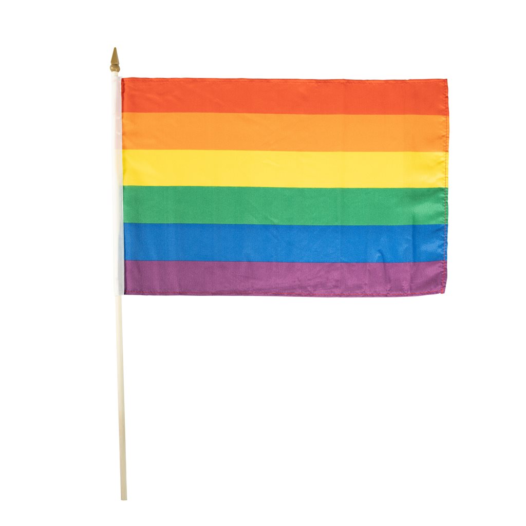 Levně Vlajka na tyčce DUHOVÁ LGBT 30 x 45 cm