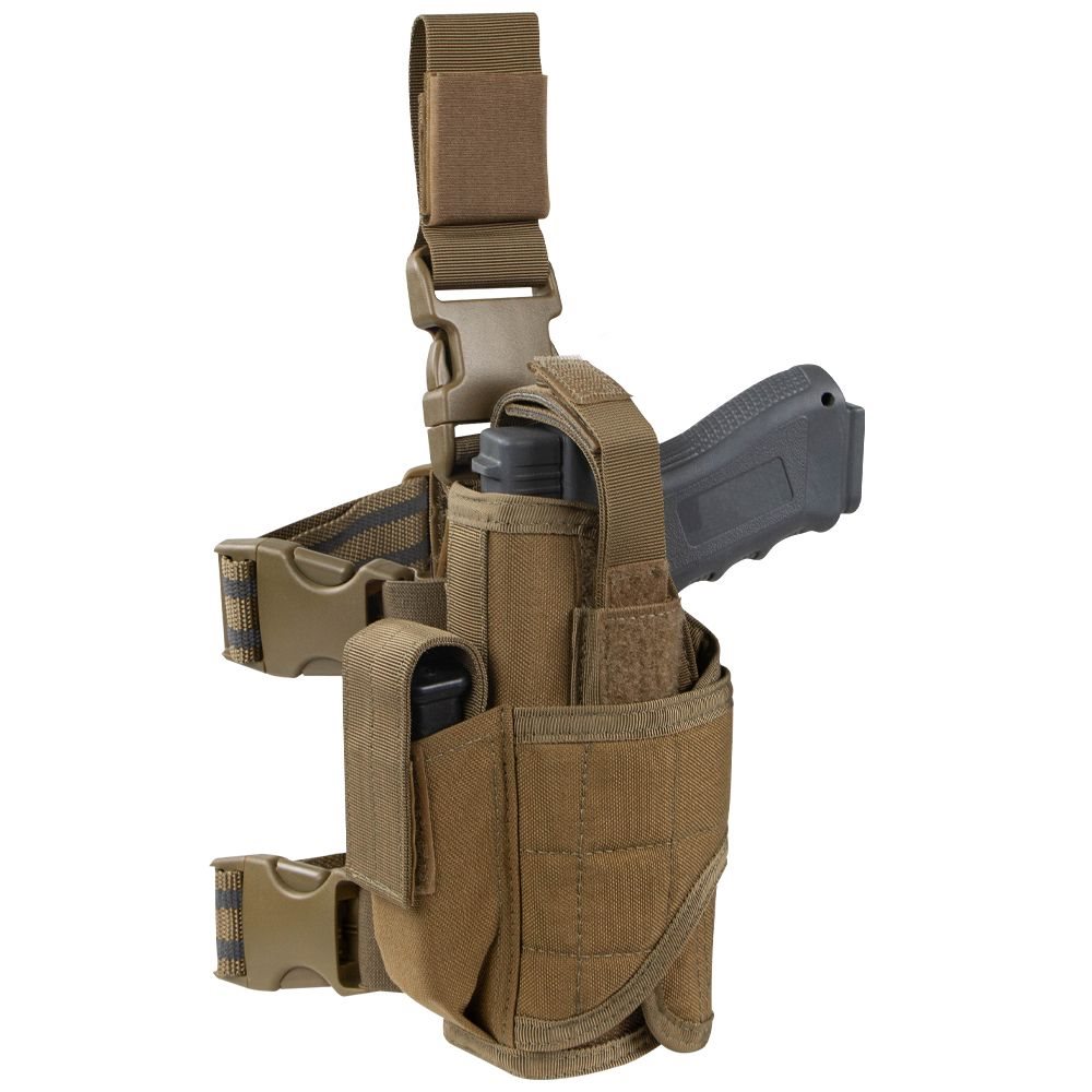 Levně CONDOR OUTDOOR pouzdro pistolové LEVÉ stehenní TORNADO COYOTE BROWN