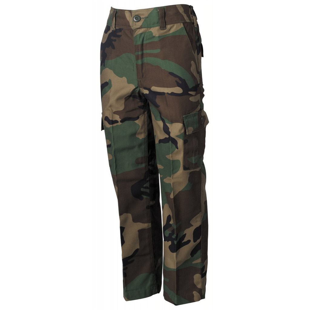 Levně Kalhoty dětské maskáčové střih BDU WOODLAND
