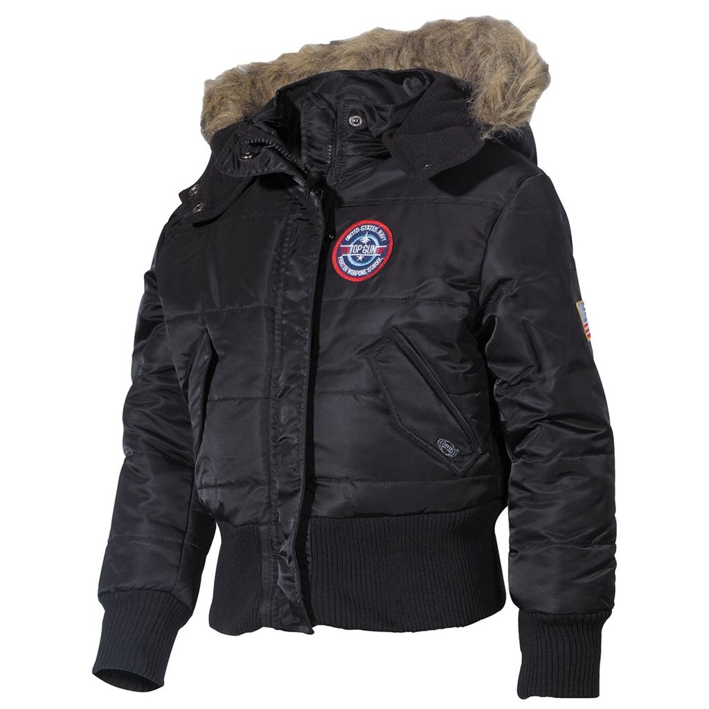 Levně Bunda dětská s kapucí N-2B POLAR ČERNÁ