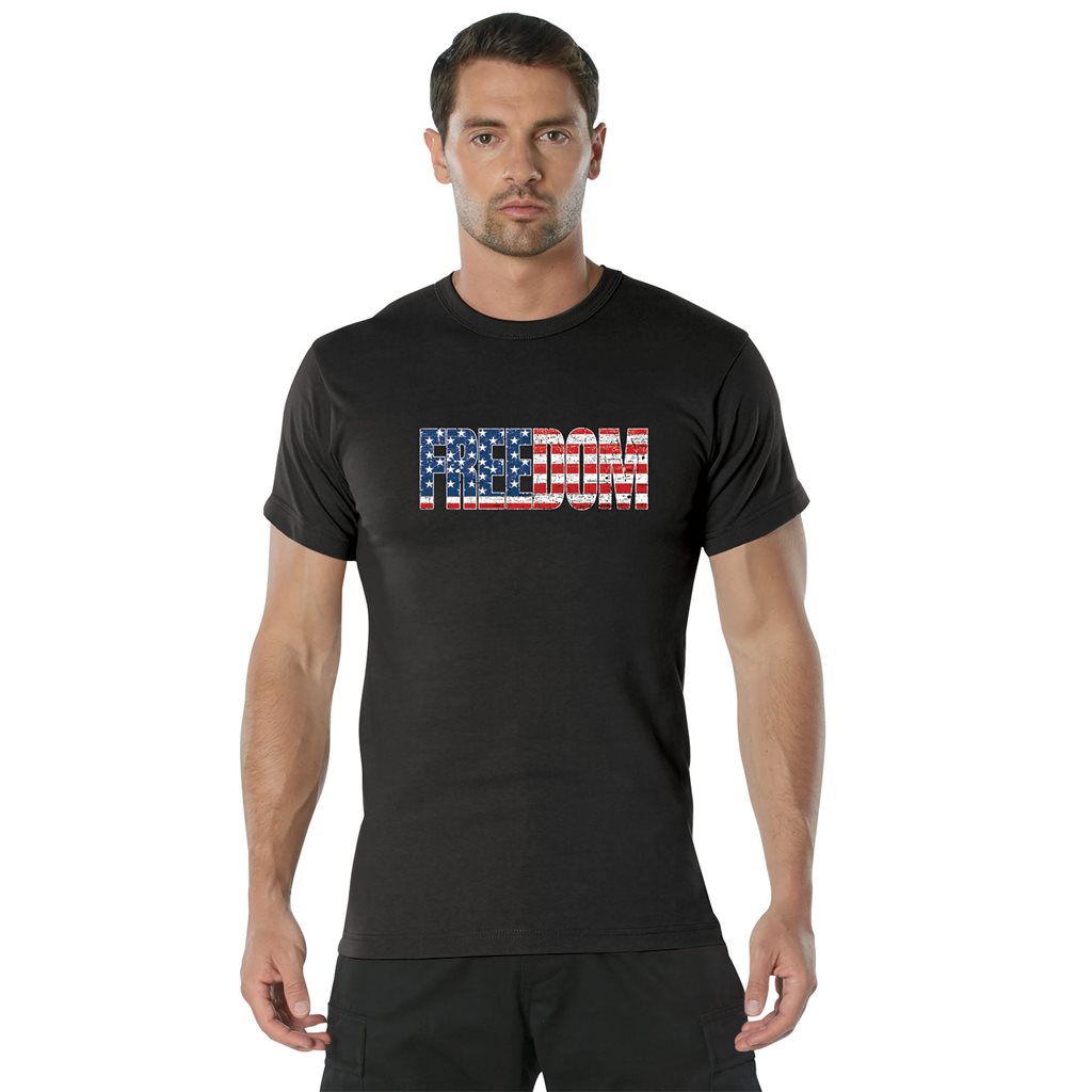 Levně Triko FREEDOM US vlajka ČERNÉ