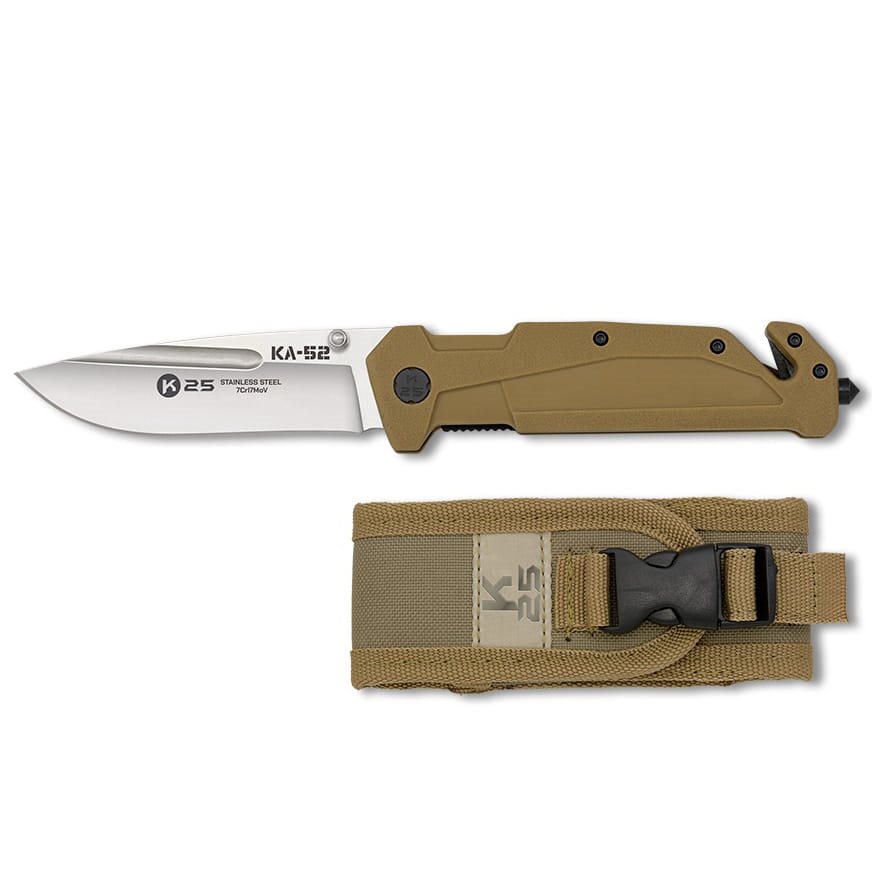 Levně K25 nůž zavírací KA-52 hladké ostří COYOTE