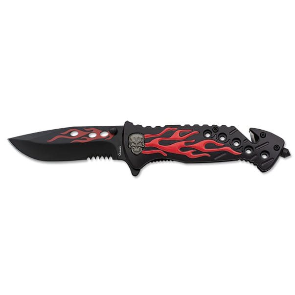 Levně Albainox nůž zavírací RED FLAME kombinované ostří ČERNO/ČERVENÝ