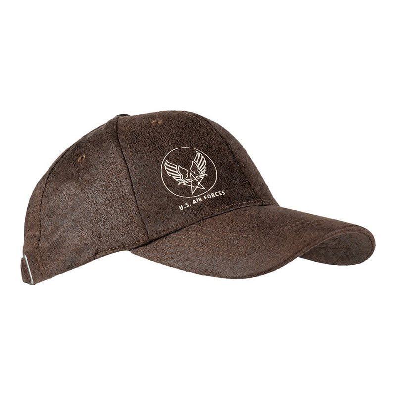 FOSTEX čepice baseball U.S. AIR FORCE kožený vzhled HNĚDÁ