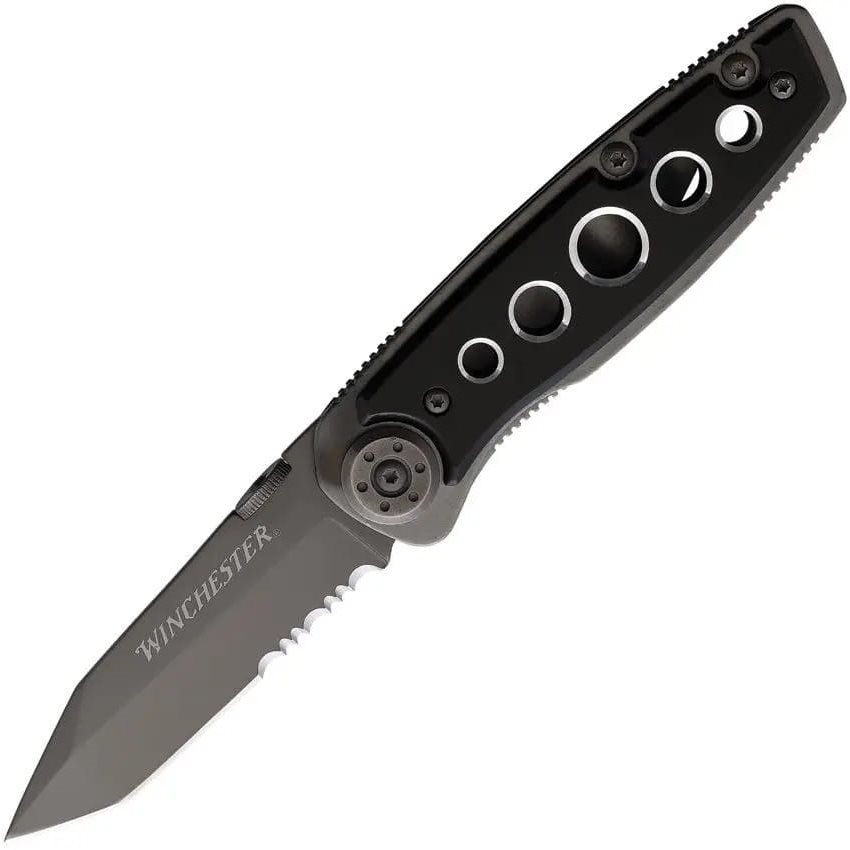 Levně Winchester nůž zavírací PARFIVE tanto čepel kombinované ostří ČERNÝ
