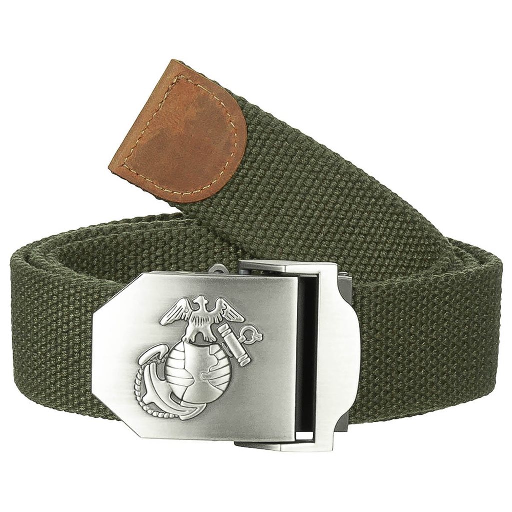 Levně MFH opasek 4cm se stříbrnou sponou USMC ZELENÝ