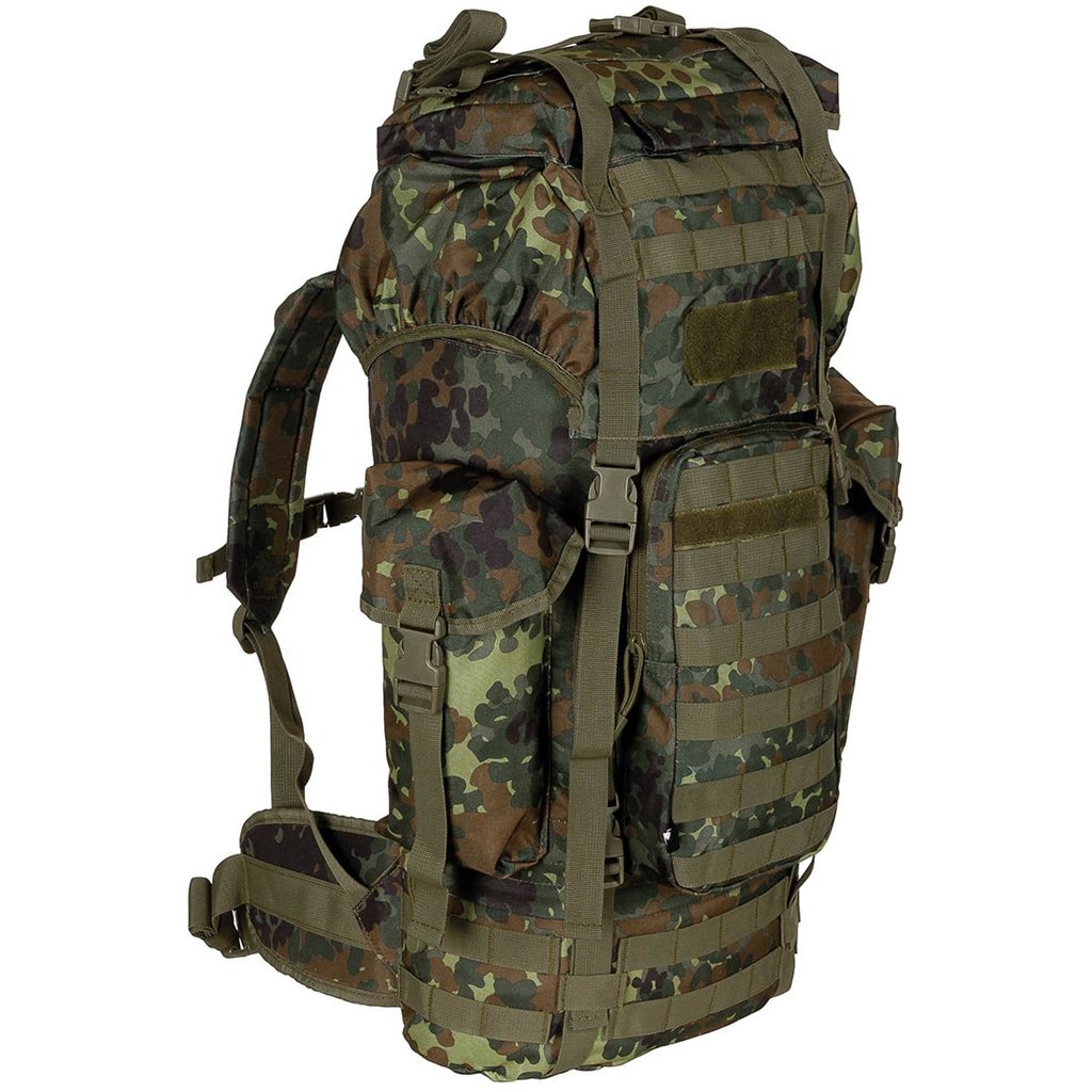Levně MFH batoh bojový MOLLE 65l polstrovaný + ALU výztuha FLECKTARN
