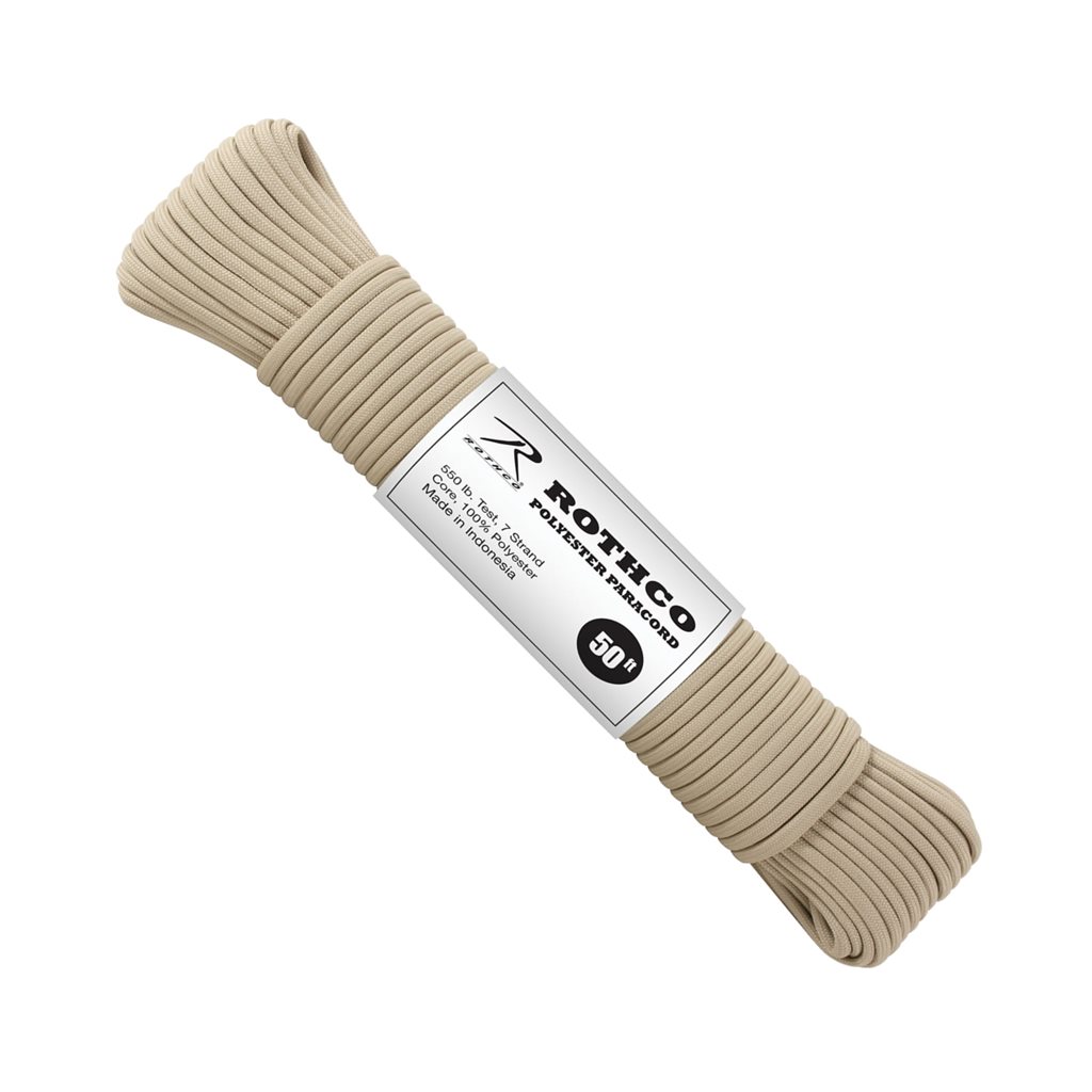 Levně ROTHCO šňůra PARACORD polyester 550LB ø 4 mm / 15 m PÍSKOVÁ