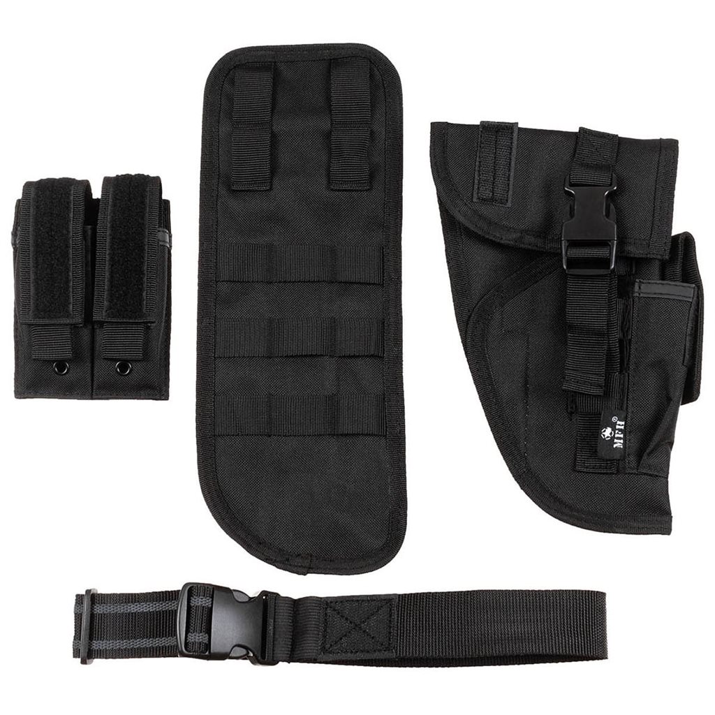 Levně MFH pouzdro stehenní Tactical na pistol a zásobníky pravé ČERNÉ
