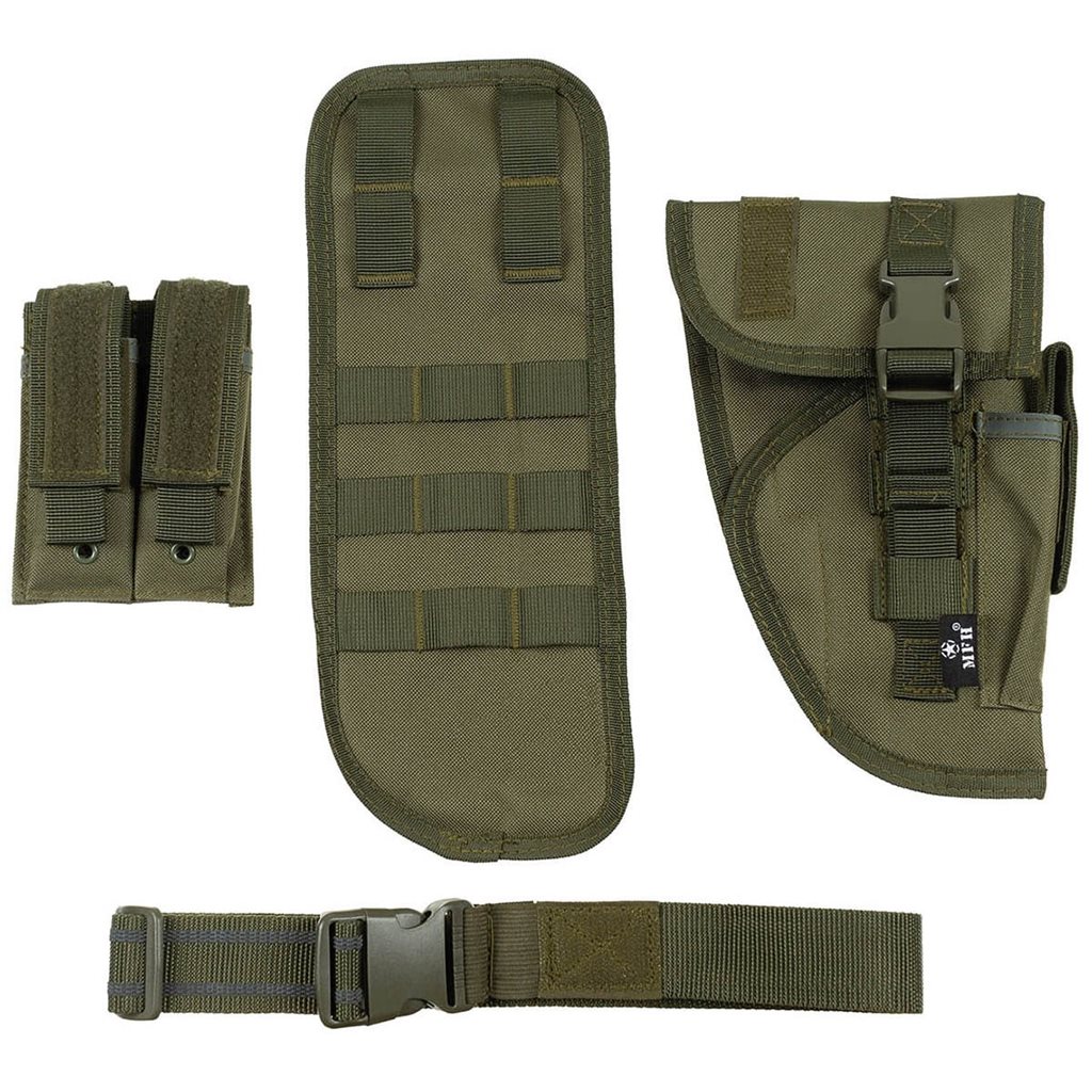 Levně MFH pouzdro stehenní Tactical na pistol a zásobníky pravé ZELENÉ