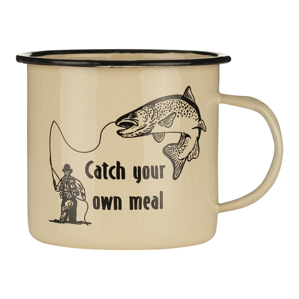 Levně FOSCO hrnek CATCH YOUR OWN MEAL smaltovaný 500 ml PÍSKOVÝ