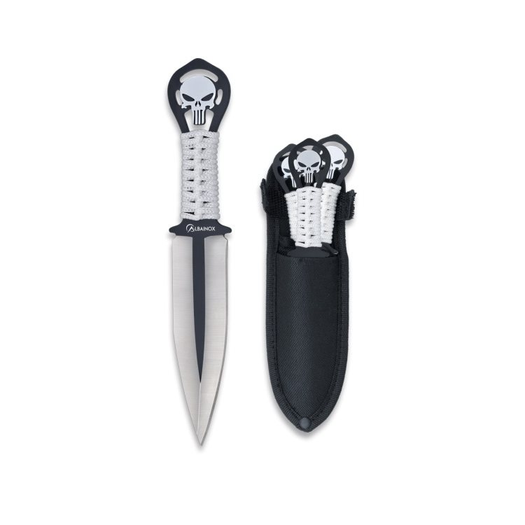Levně Albainox nůž vrhací SKULL sada 3 kusů