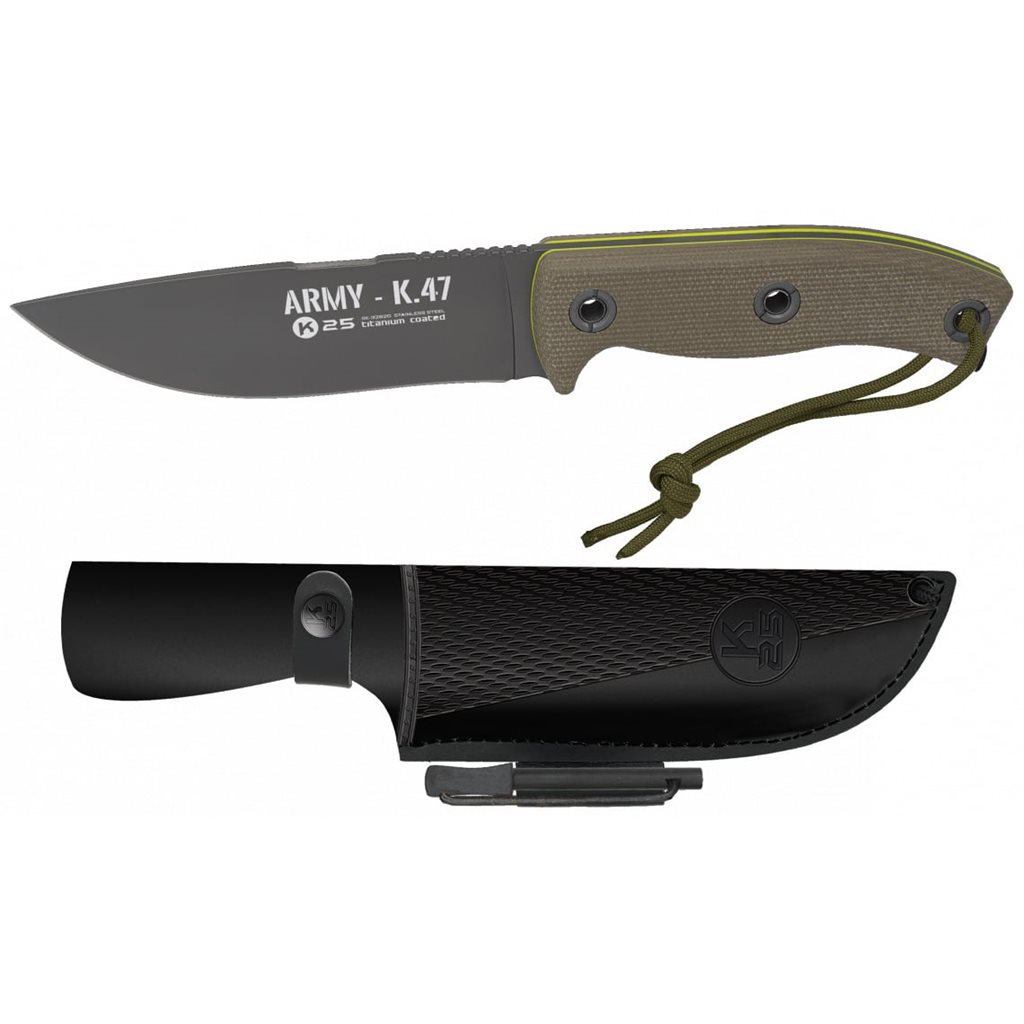 Levně K25 nůž s pevnou čepelí ARMY K47 s pouzdrem ZELENÝ