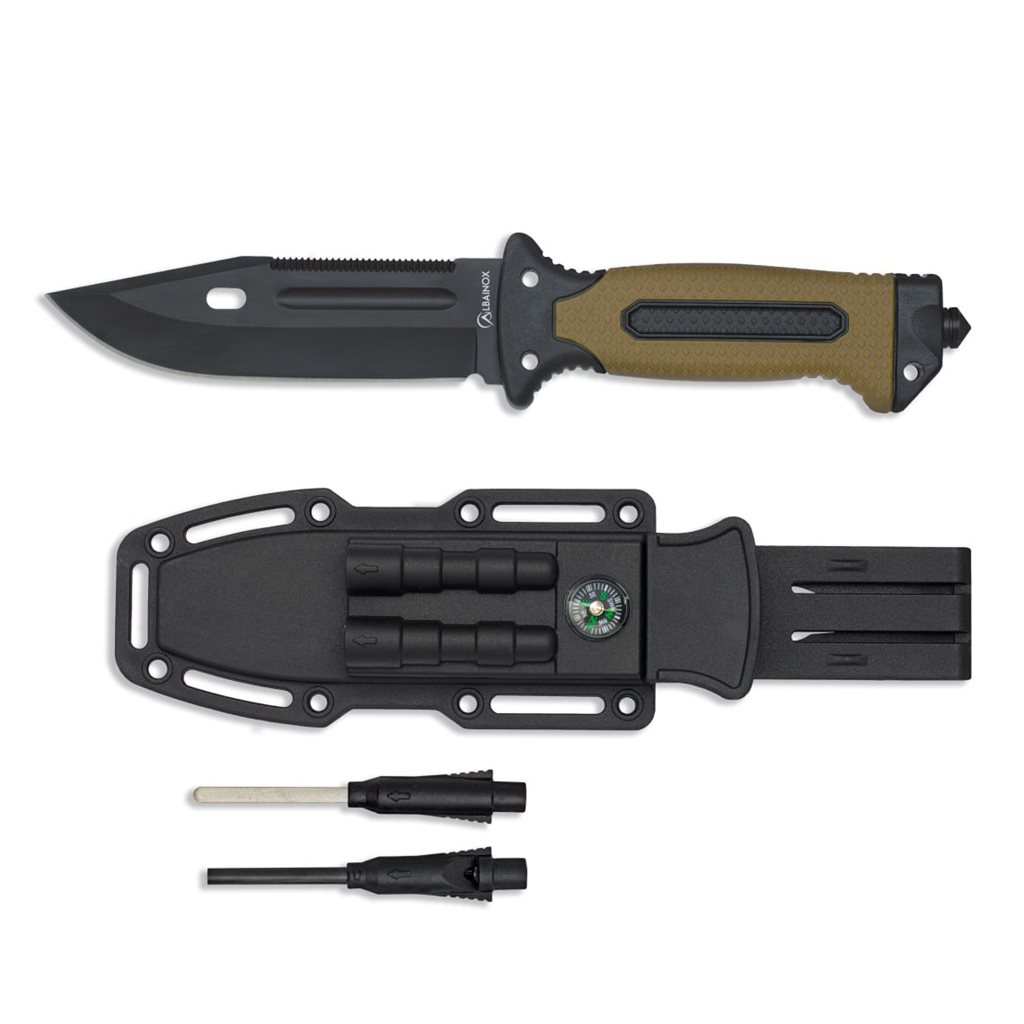 Levně Albainox nůž 32664 s pouzdrem a survival vybavením COYOTE