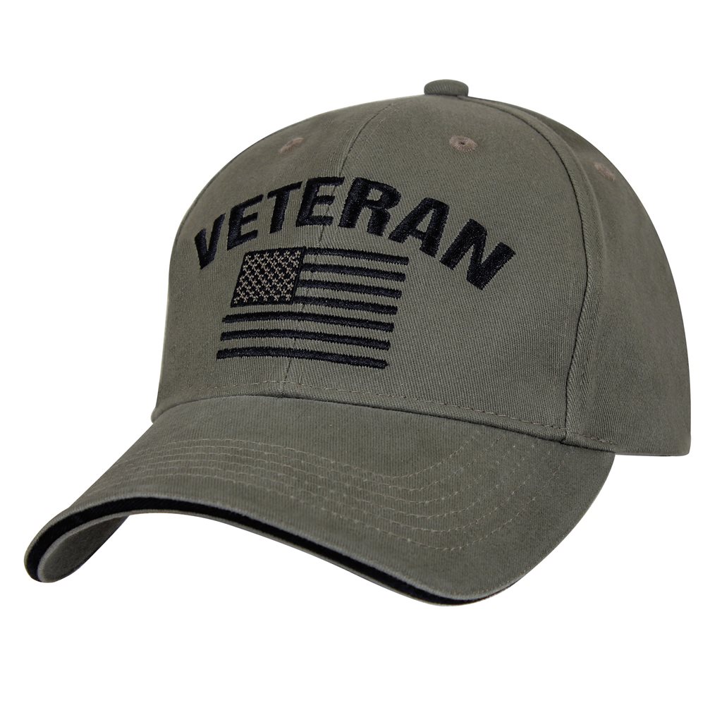 Levně ROTHCO čepice VINTAGE VETERAN s US vlajkou ZELENÁ