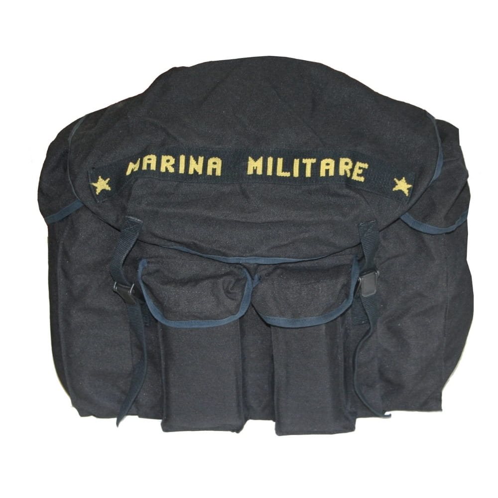Levně Batoh ITALSKÝ plátěný MARINA MILITARE 35 litrů ČERNÝ