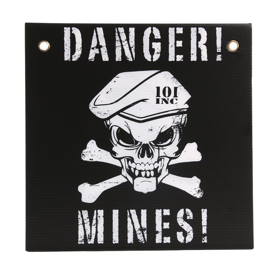 Levně 101INC cedule plastová DANGER! MINES! ČERNO/BÍLÁ