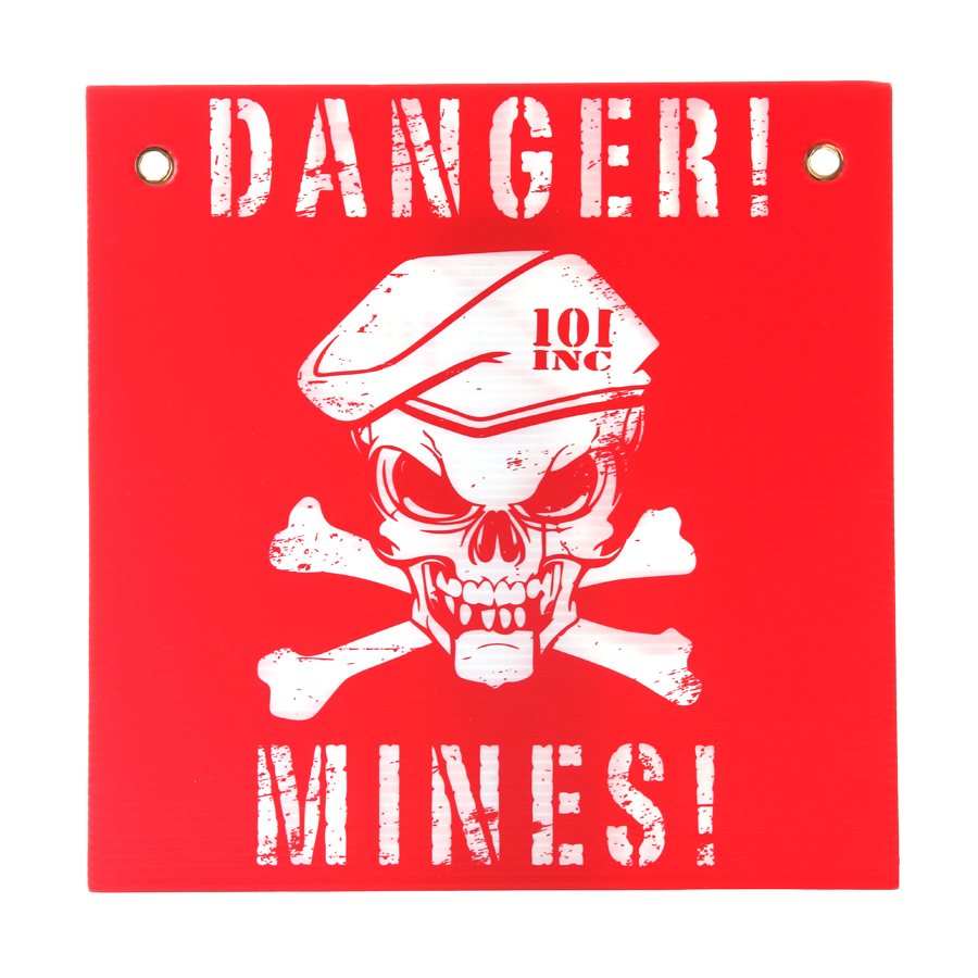 Cedule plastová DANGER! MINES! ČERVENO/BÍLÁ