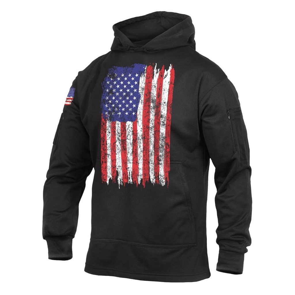 Levně Mikina CONCEALED CARRY s kapucí US vlajka BAREVNÁ