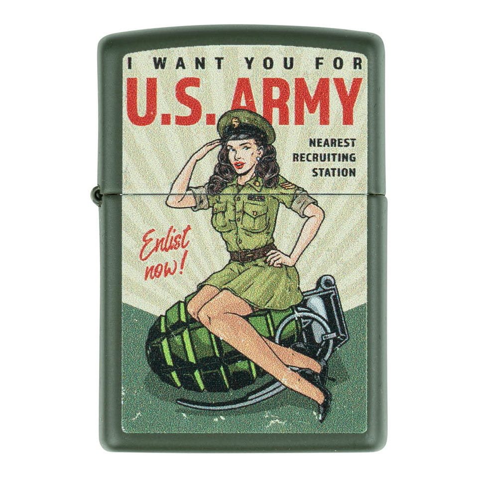 Levně Zapalovač ZIPPO U.S. ARMY Enlist Pin Up benzínový