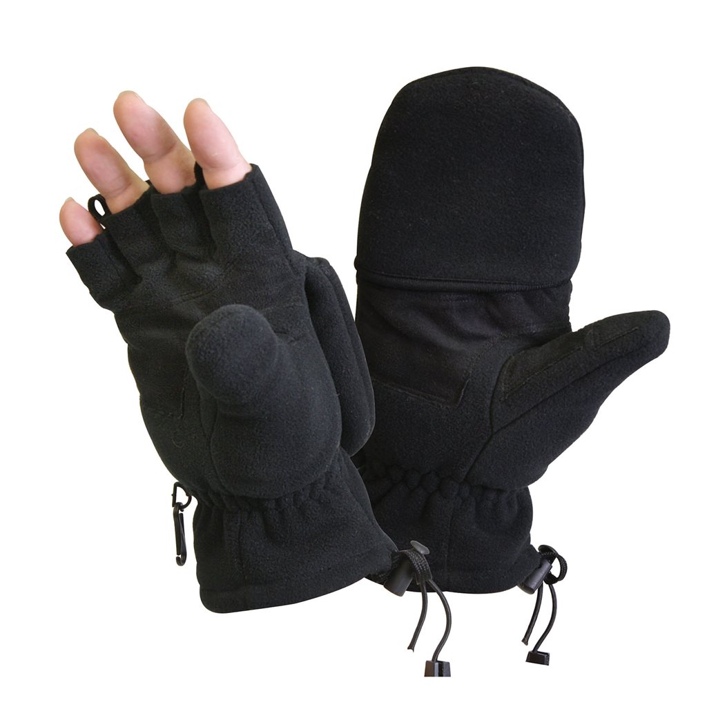 Levně Rukavice SNIPER bez prstů/palcové FLEECE ČERNÉ